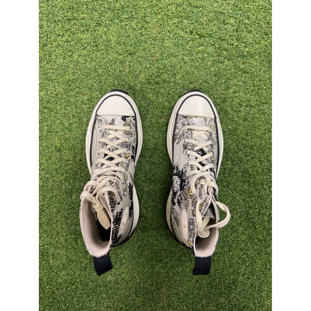 Converse Run Star Hike High Top Digital Graphic Platform Sneakers Cream Black 9 - Picture 3 of 5